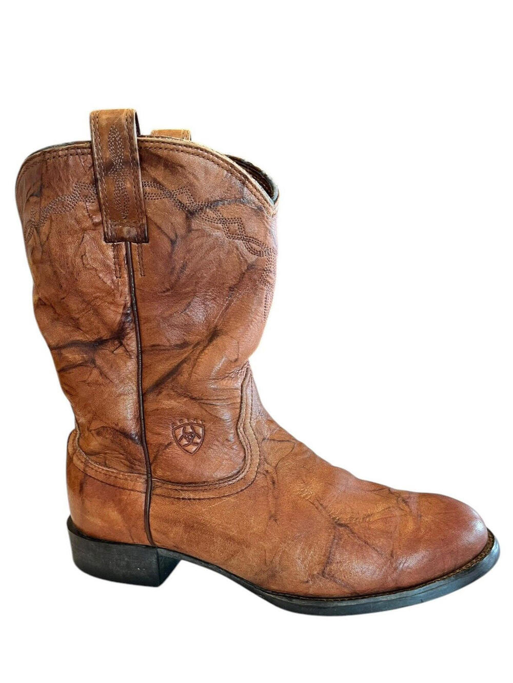 Ariat Boots Heritage marbled Leather R Toe Men’s Roper Sz 8.5EE 1876.32